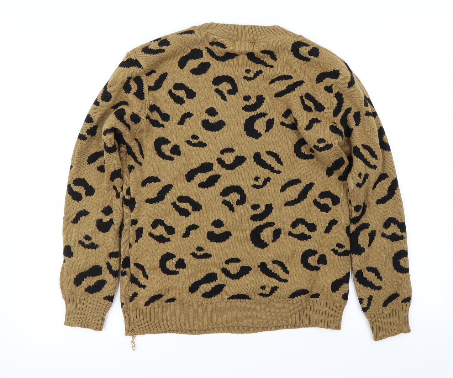 Boohoo Womens Brown Animal Print  Pullover Jumper Size M