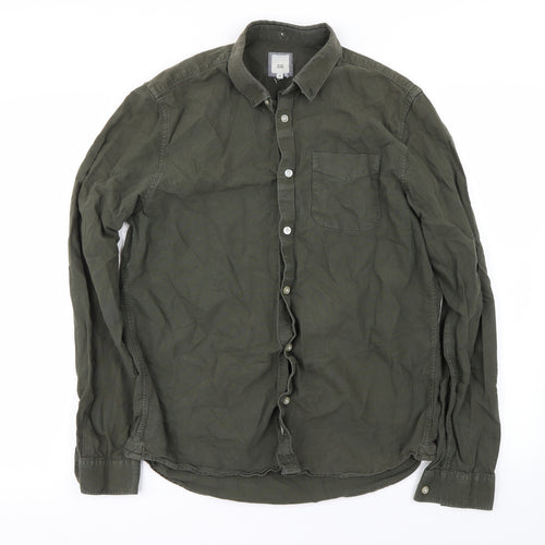 River Island Mens Green    Button-Up Size M