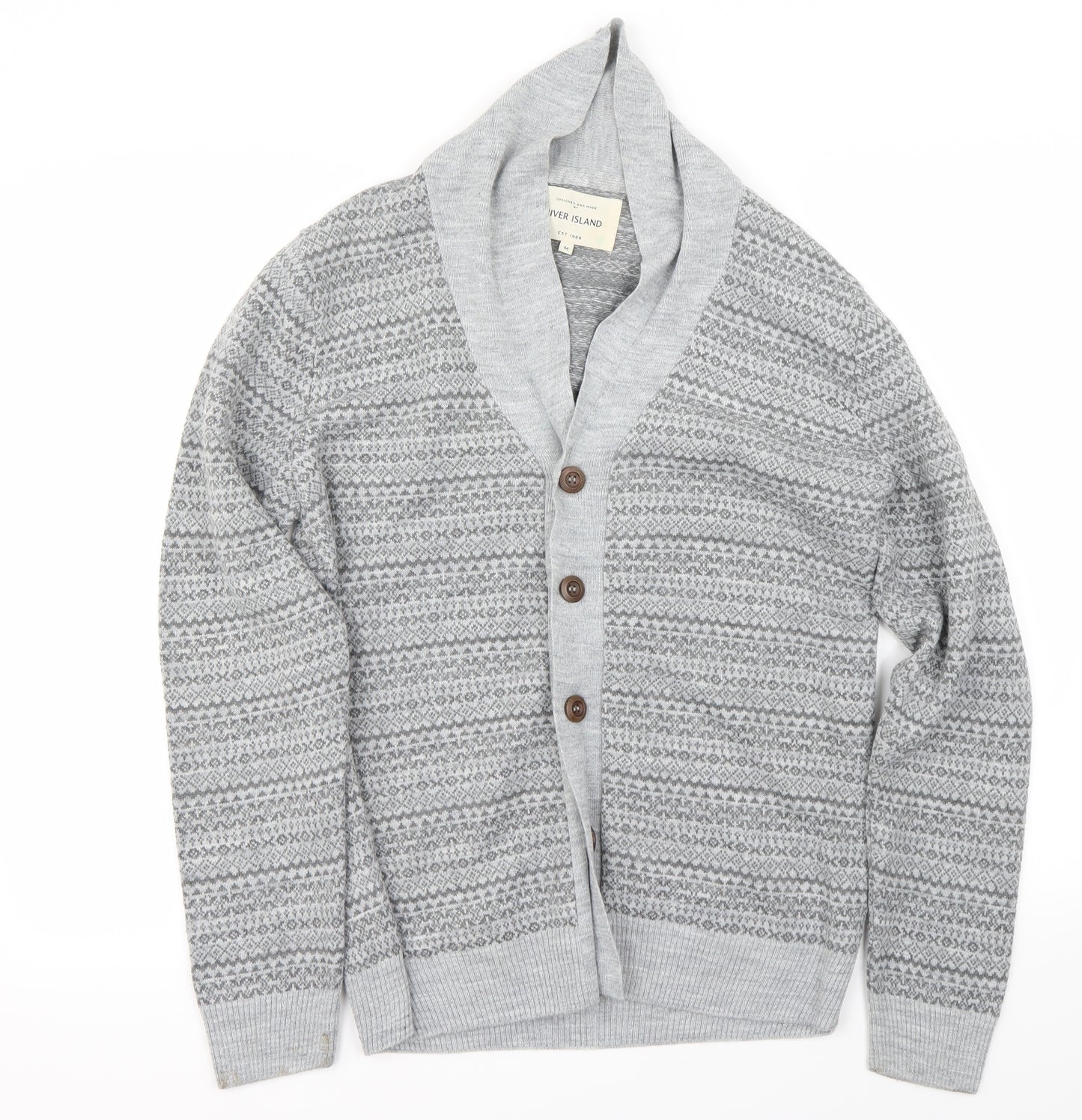 River Island Mens Grey   Cardigan Jumper Size M