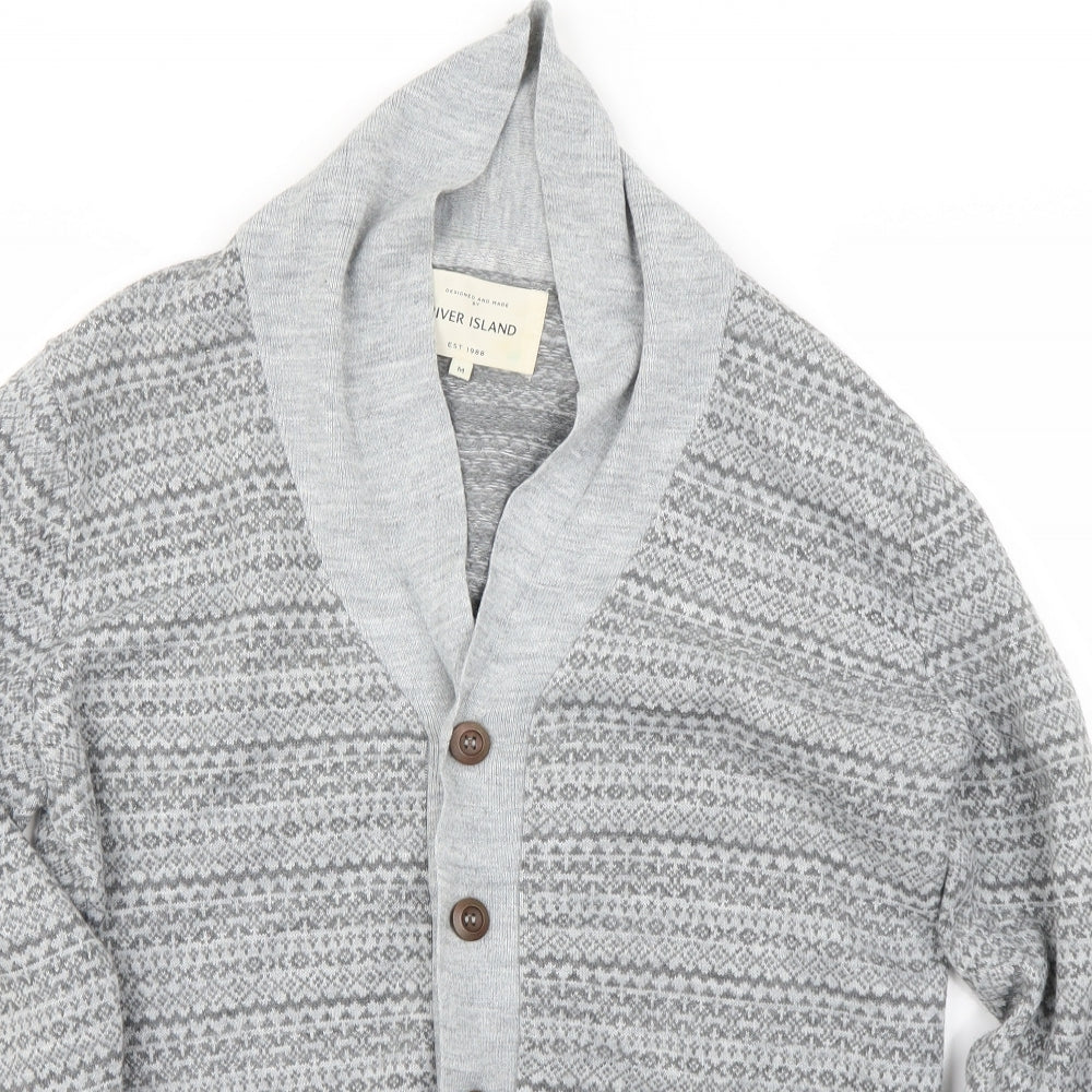 River Island Mens Grey   Cardigan Jumper Size M