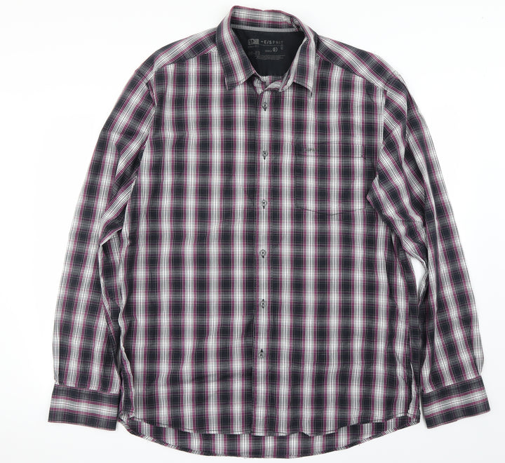 Preworn Mens Purple Check Button-Up Size M