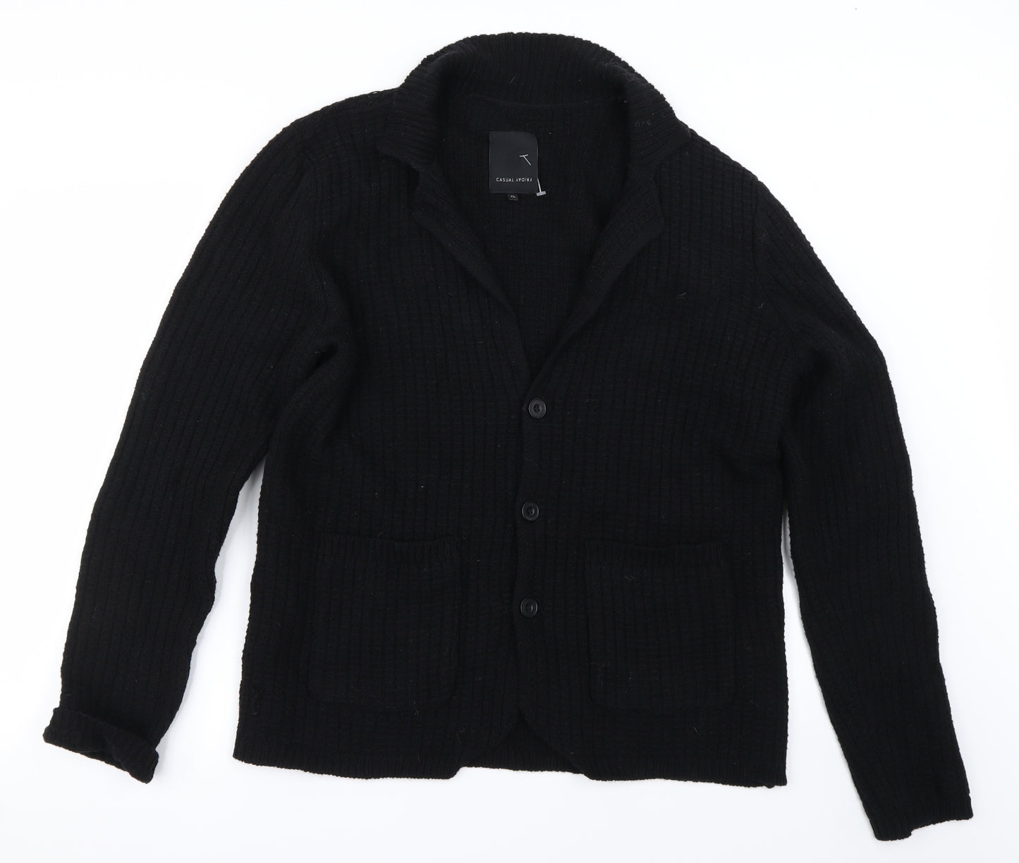 friday casual Mens Black   Cardigan Jumper Size XL