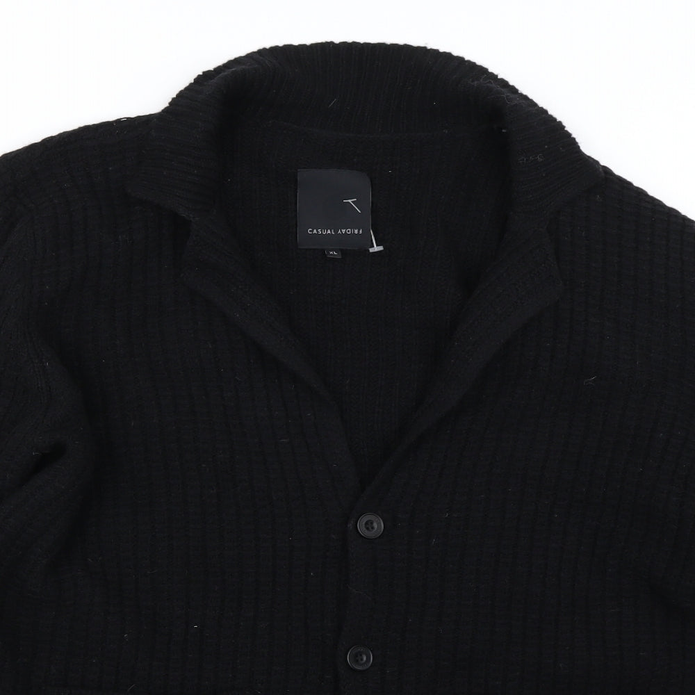 friday casual Mens Black   Cardigan Jumper Size XL
