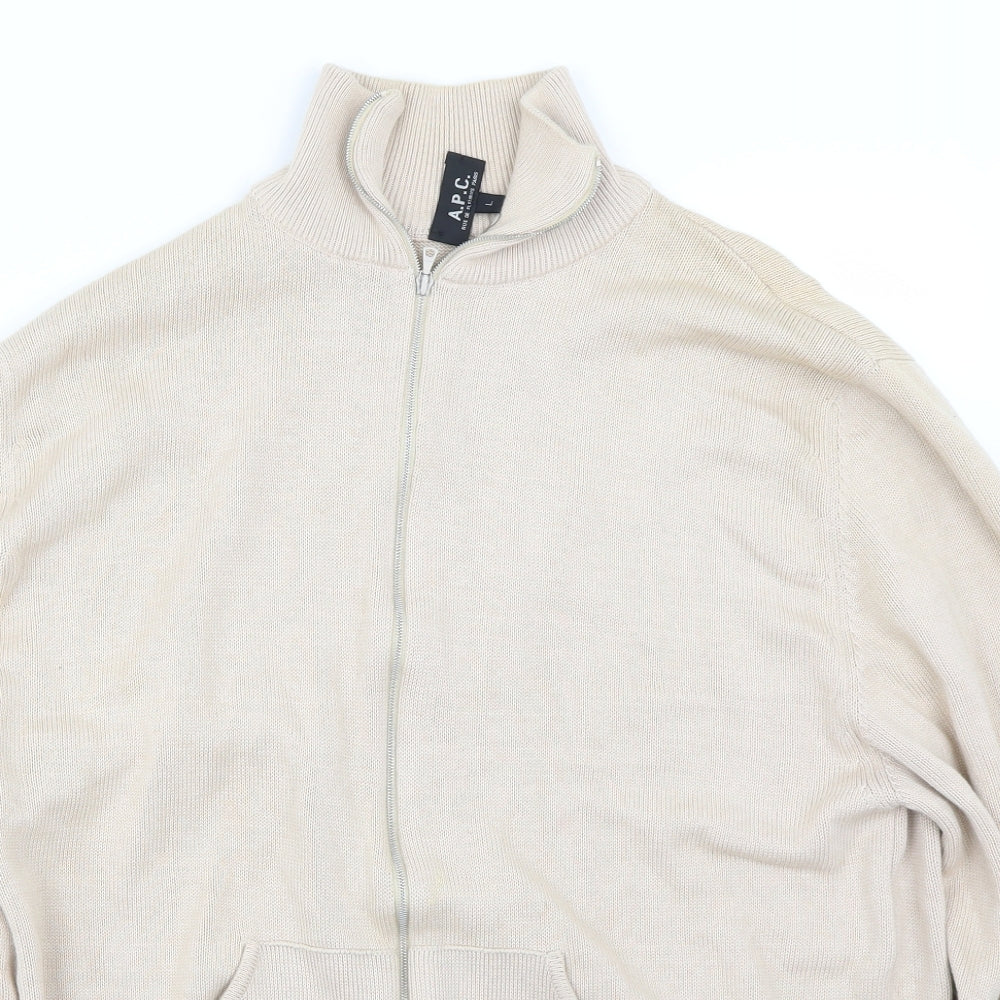 APC Mens Ivory   Full Zip Jumper Size L