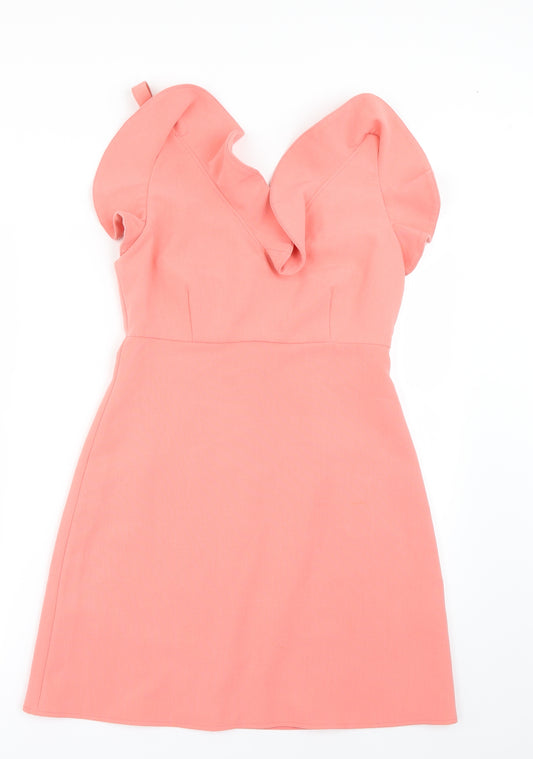 Front view of ASOS women’s orange a-line, size UK 10