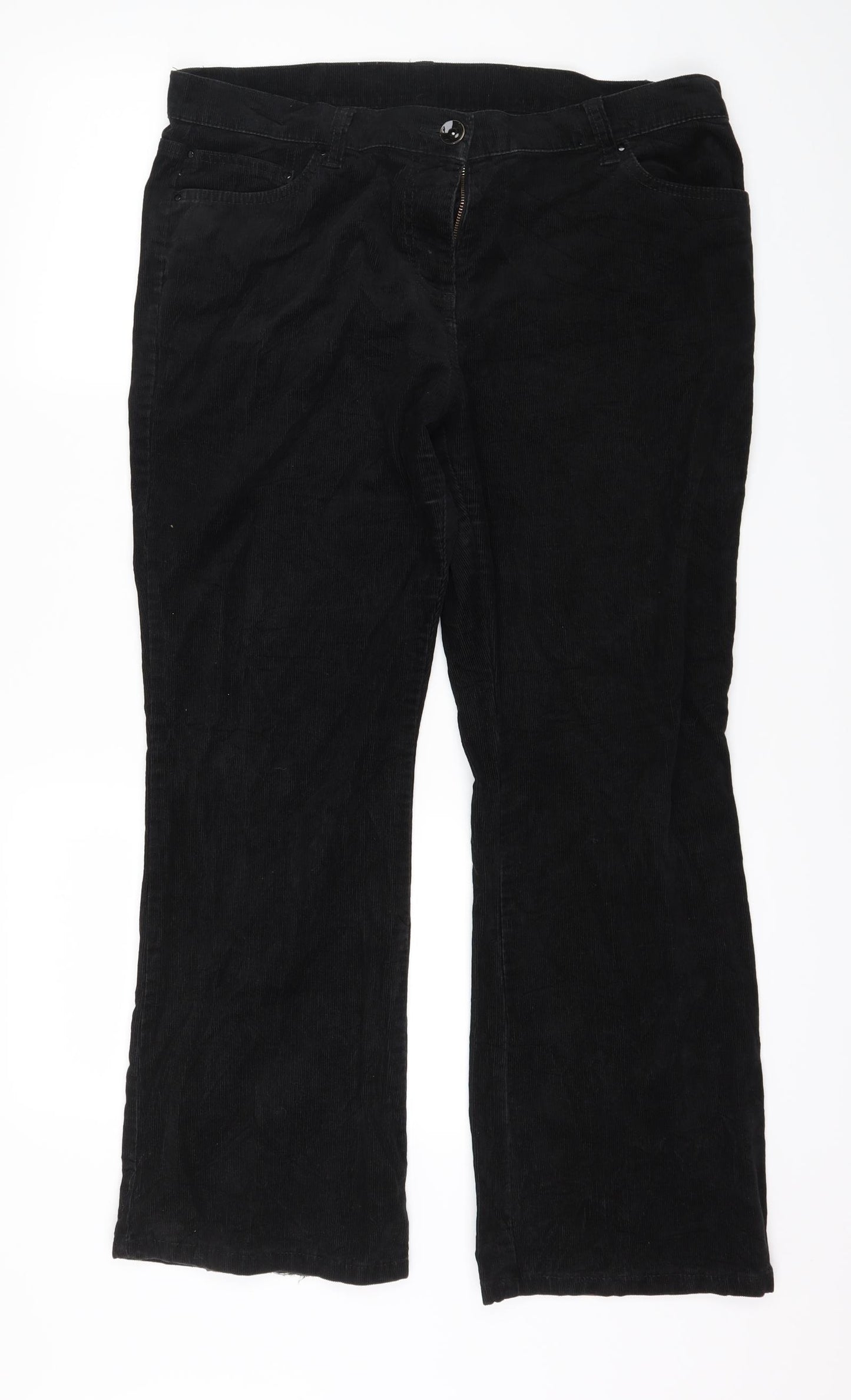 Marks and Spencer Womens Black  Corduroy Straight Jeans Size 14 L28 in