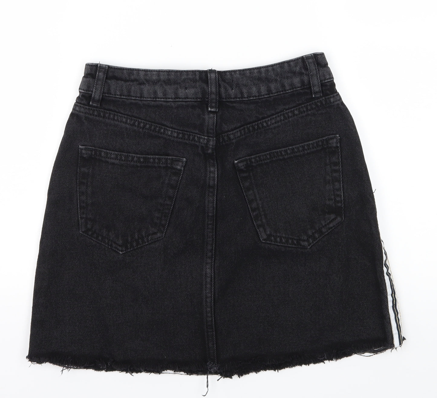 Denim & Co. Womens Black Striped Denim A-Line Skirt Size 4