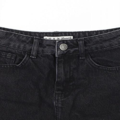 Denim & Co. Womens Black Striped Denim A-Line Skirt Size 4