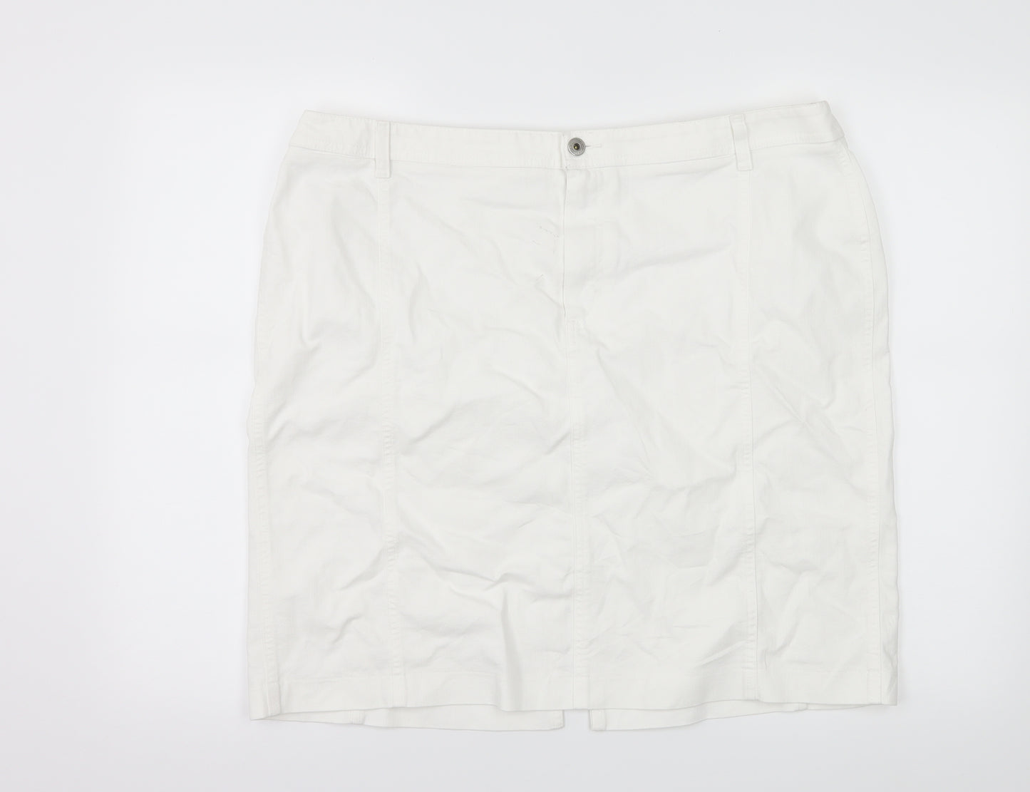 Marks and Spencer Womens White  Denim A-Line Skirt Size 20