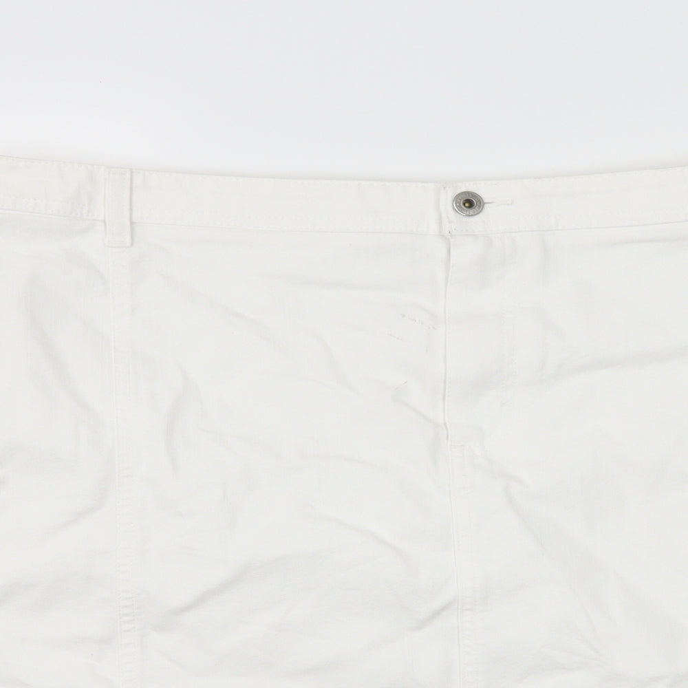 Marks and Spencer Womens White  Denim A-Line Skirt Size 20
