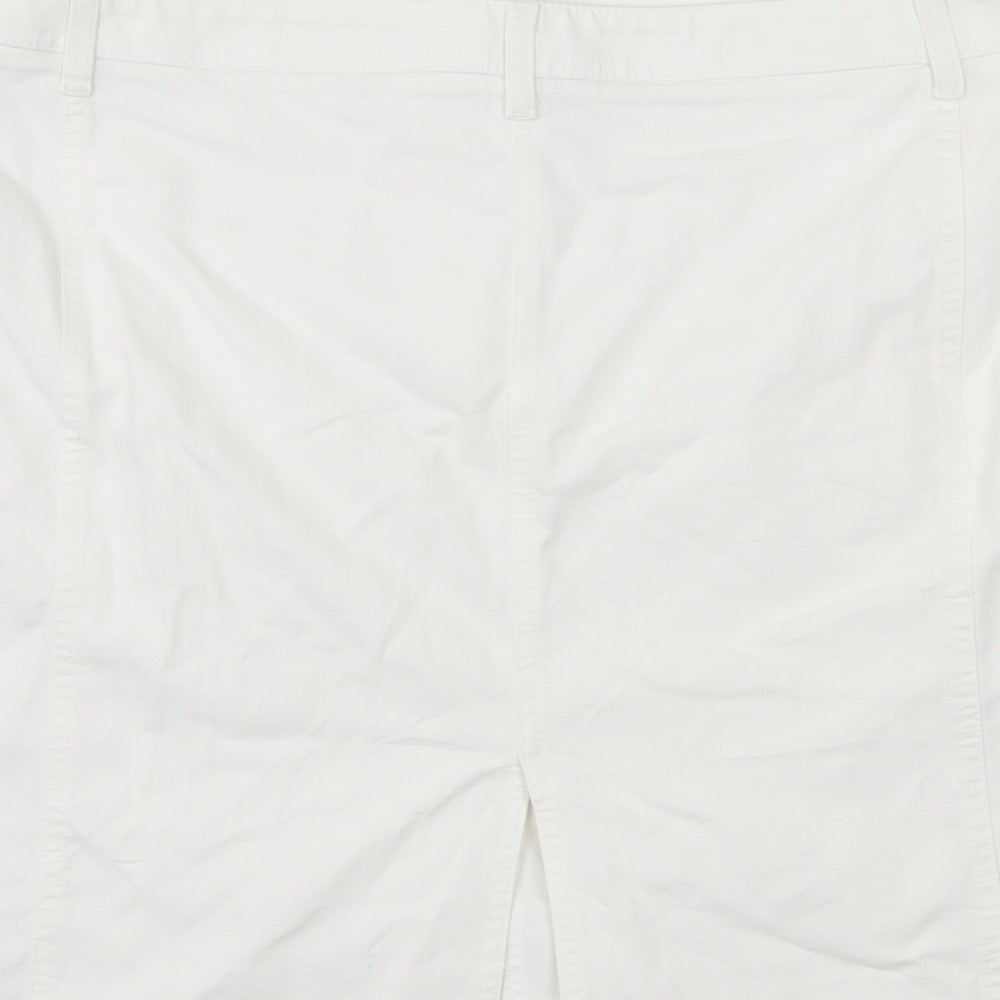 Marks and Spencer Womens White  Denim A-Line Skirt Size 20