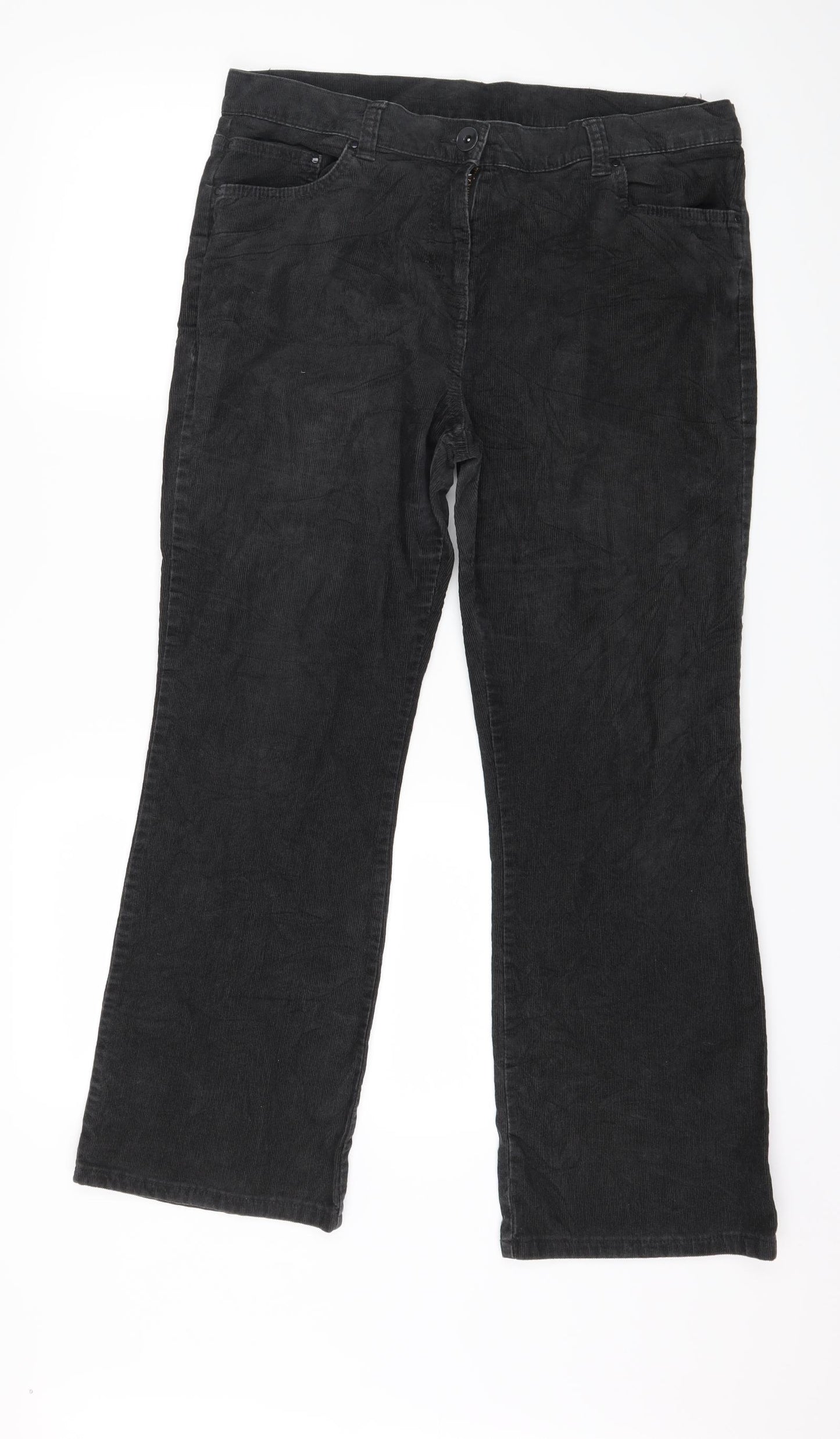 Marks and Spencer Womens Grey  Corduroy Trousers  Size 14 L26 in