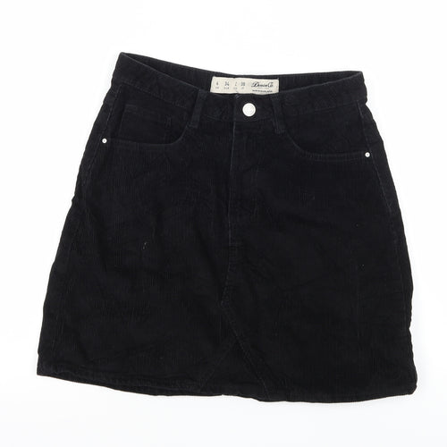 Denim & Co. Womens Black  Corduroy A-Line Skirt Size 6