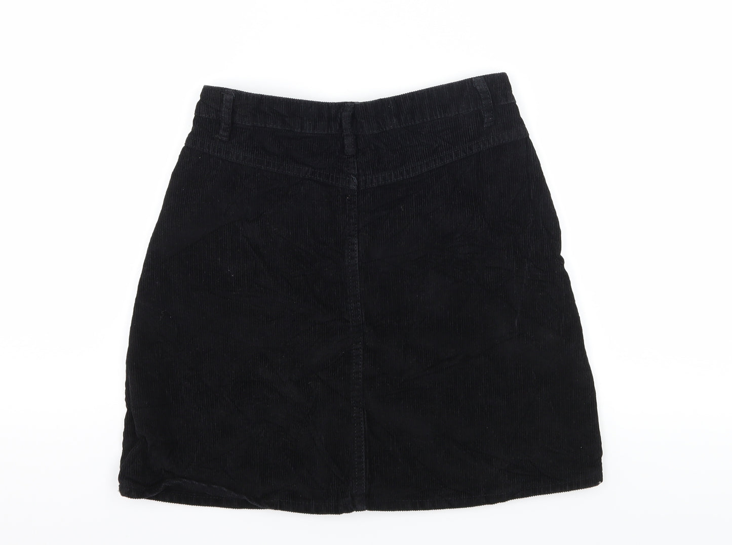 Denim & Co. Womens Black  Corduroy A-Line Skirt Size 6