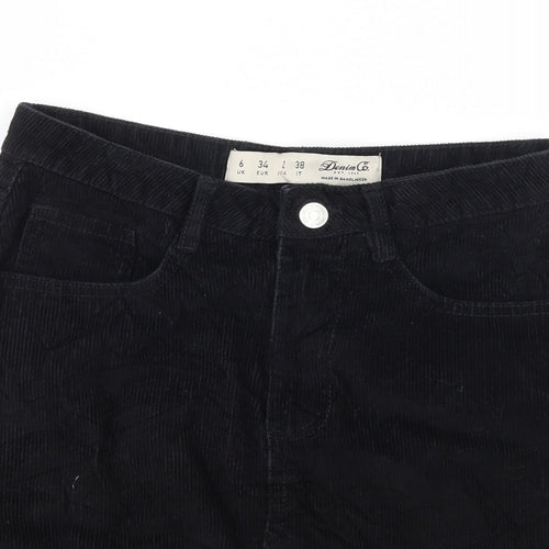 Denim & Co. Womens Black  Corduroy A-Line Skirt Size 6