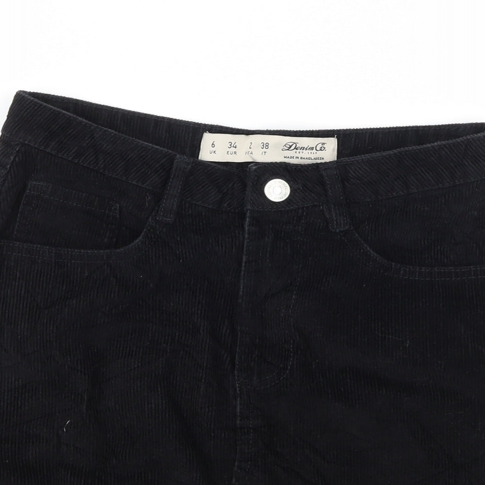 Denim & Co. Womens Black  Corduroy A-Line Skirt Size 6