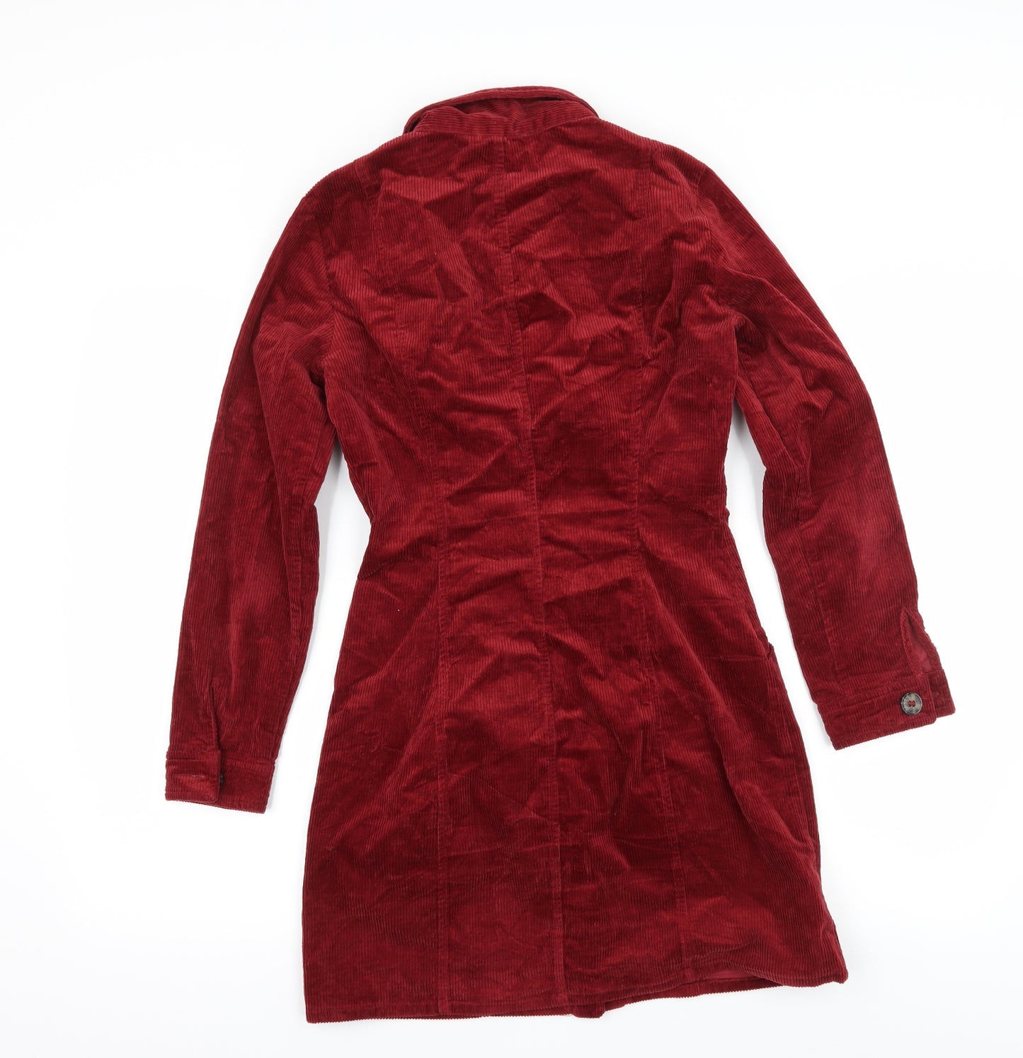 Zara Womens Red  Corduroy Shirt Dress  Size S