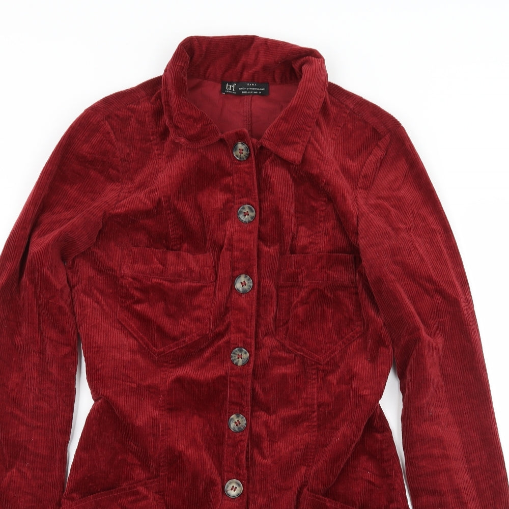Zara Womens Red  Corduroy Shirt Dress  Size S