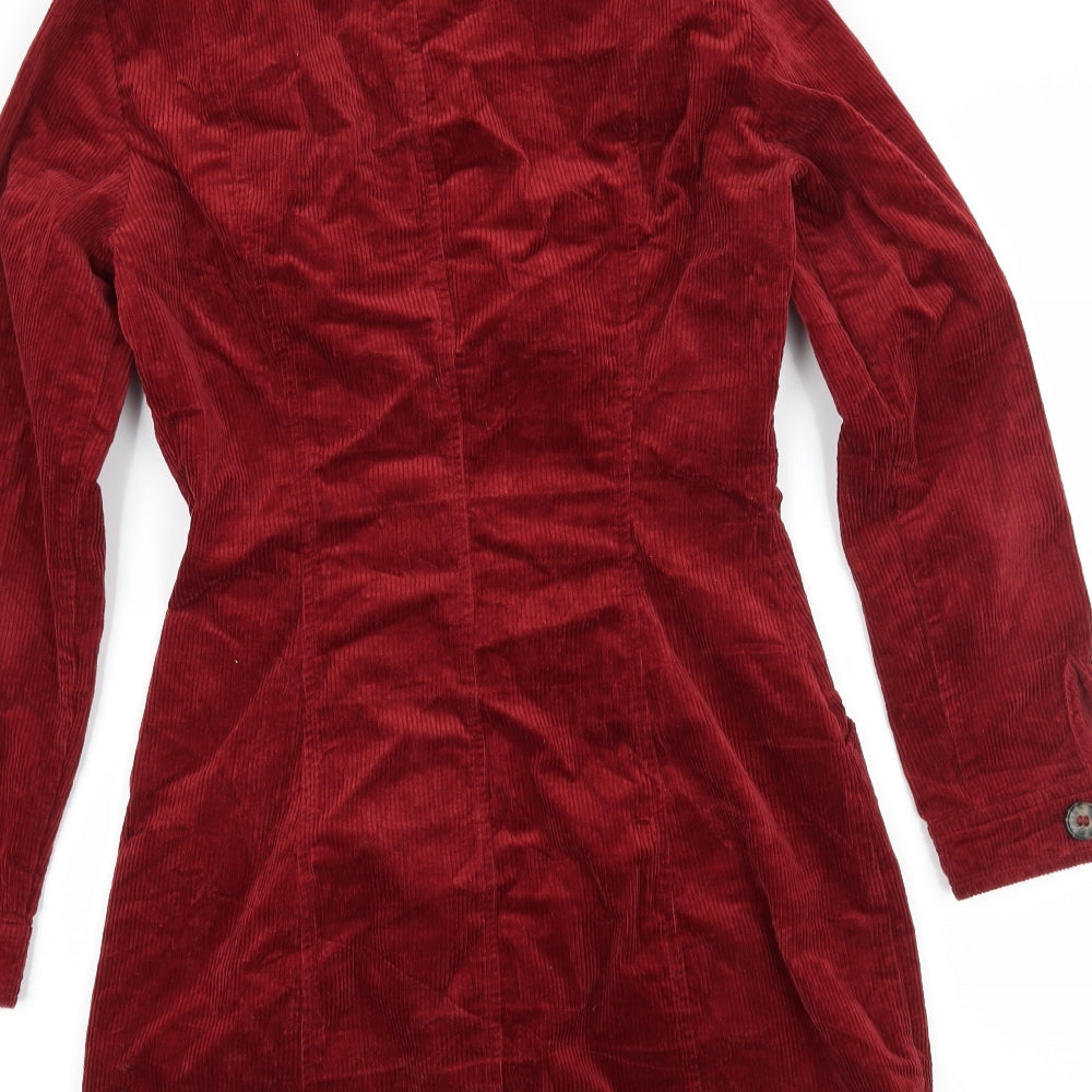 Zara Womens Red  Corduroy Shirt Dress  Size S