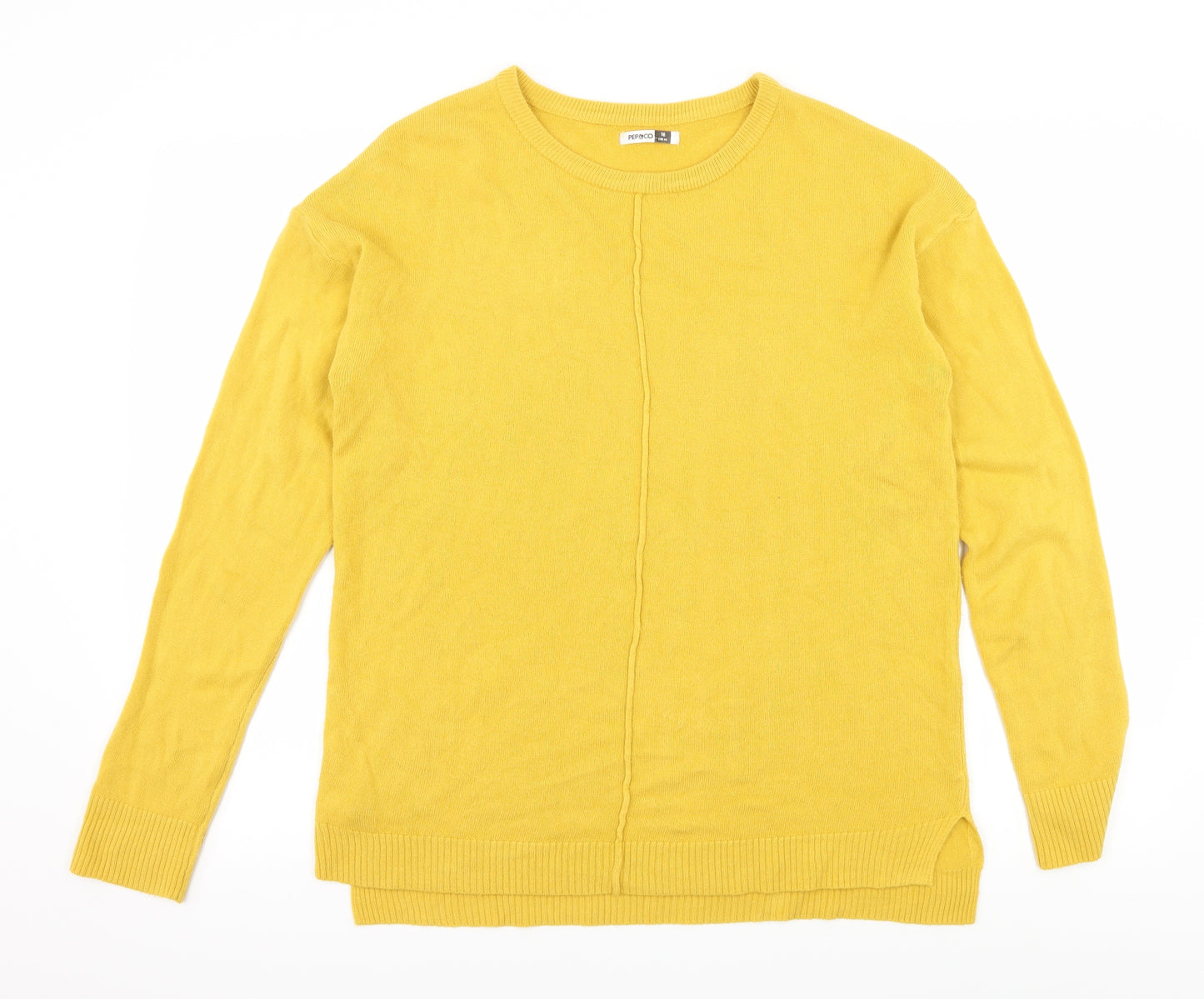 PEP & CO Womens Yellow  Knit Pullover Jumper Size 16