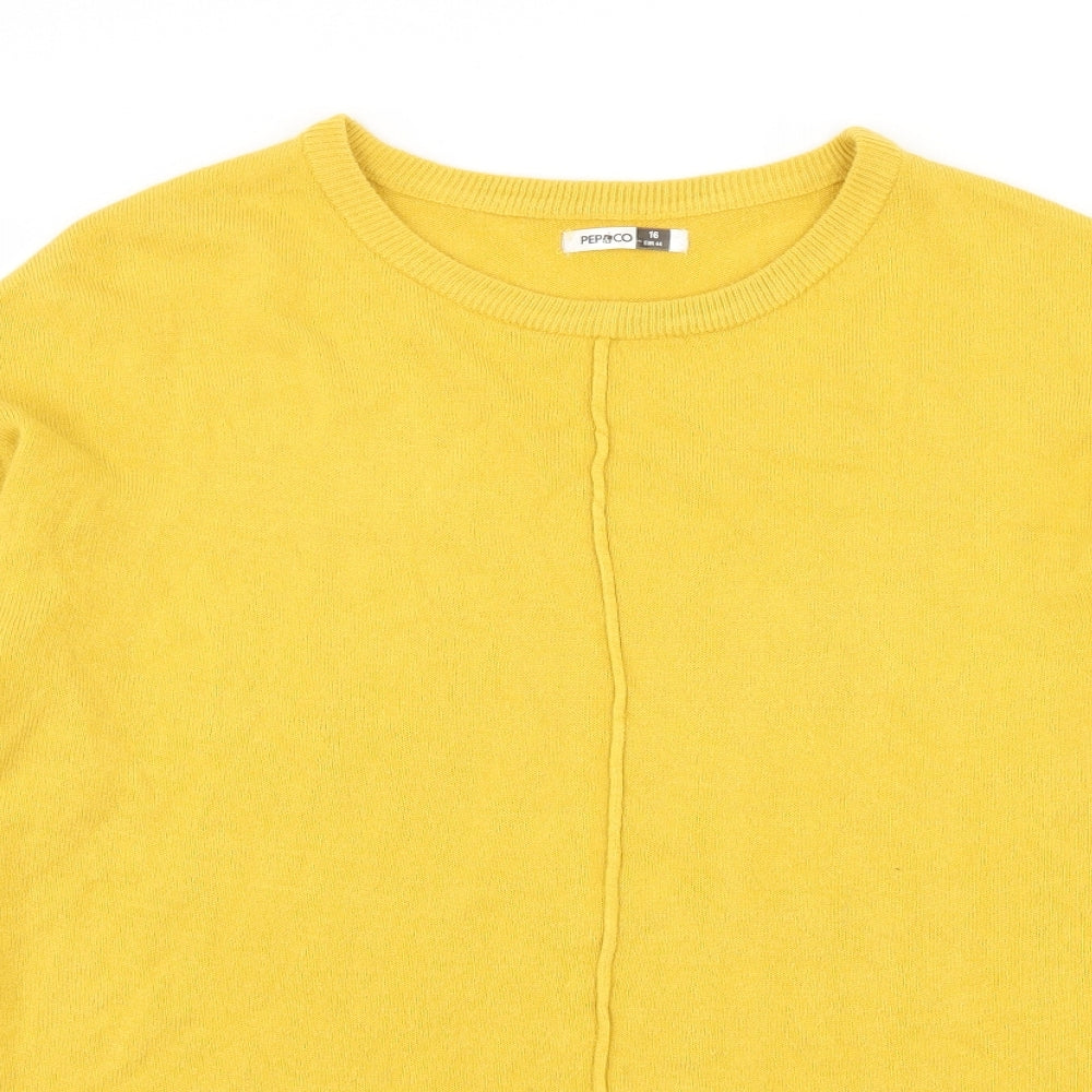 PEP & CO Womens Yellow  Knit Pullover Jumper Size 16
