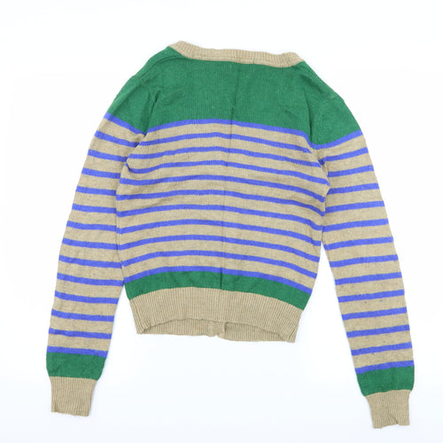 Atmosphere Womens Beige Striped Knit Cardigan Jumper Size 10