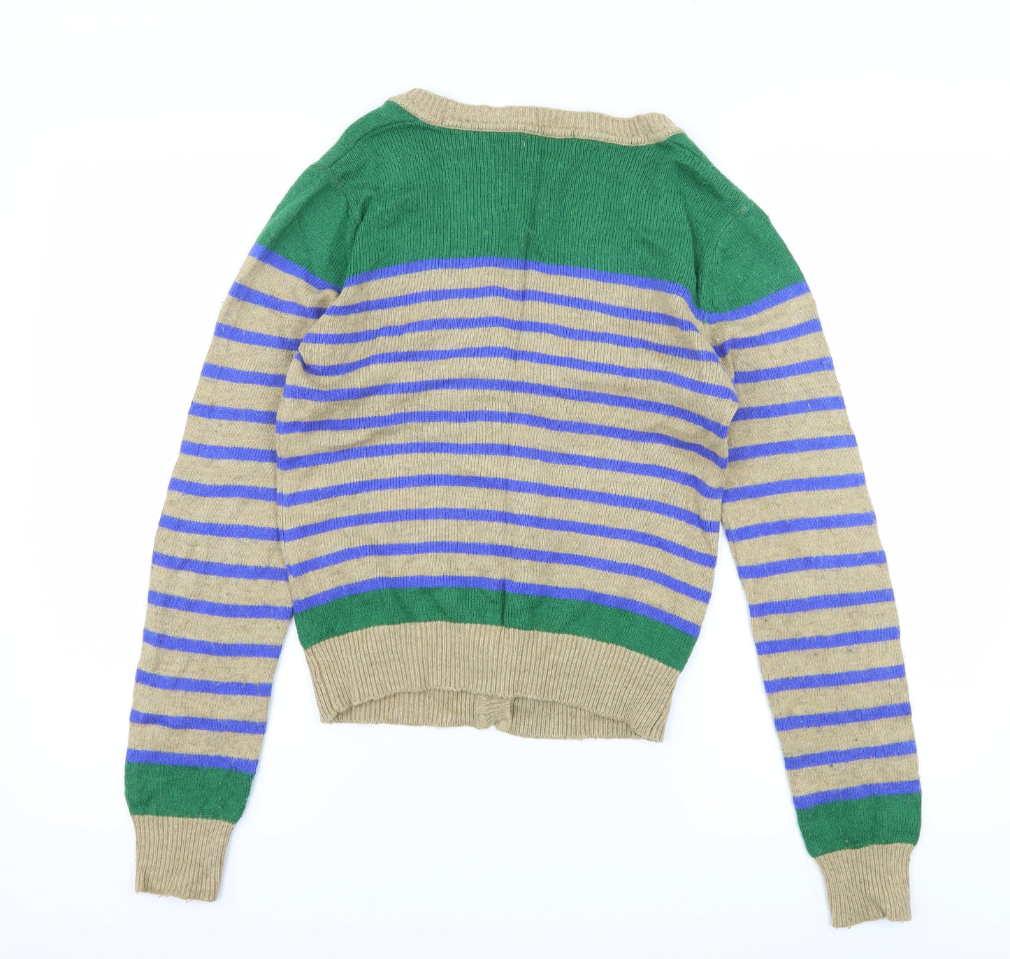 Atmosphere Womens Beige Striped Knit Cardigan Jumper Size 10