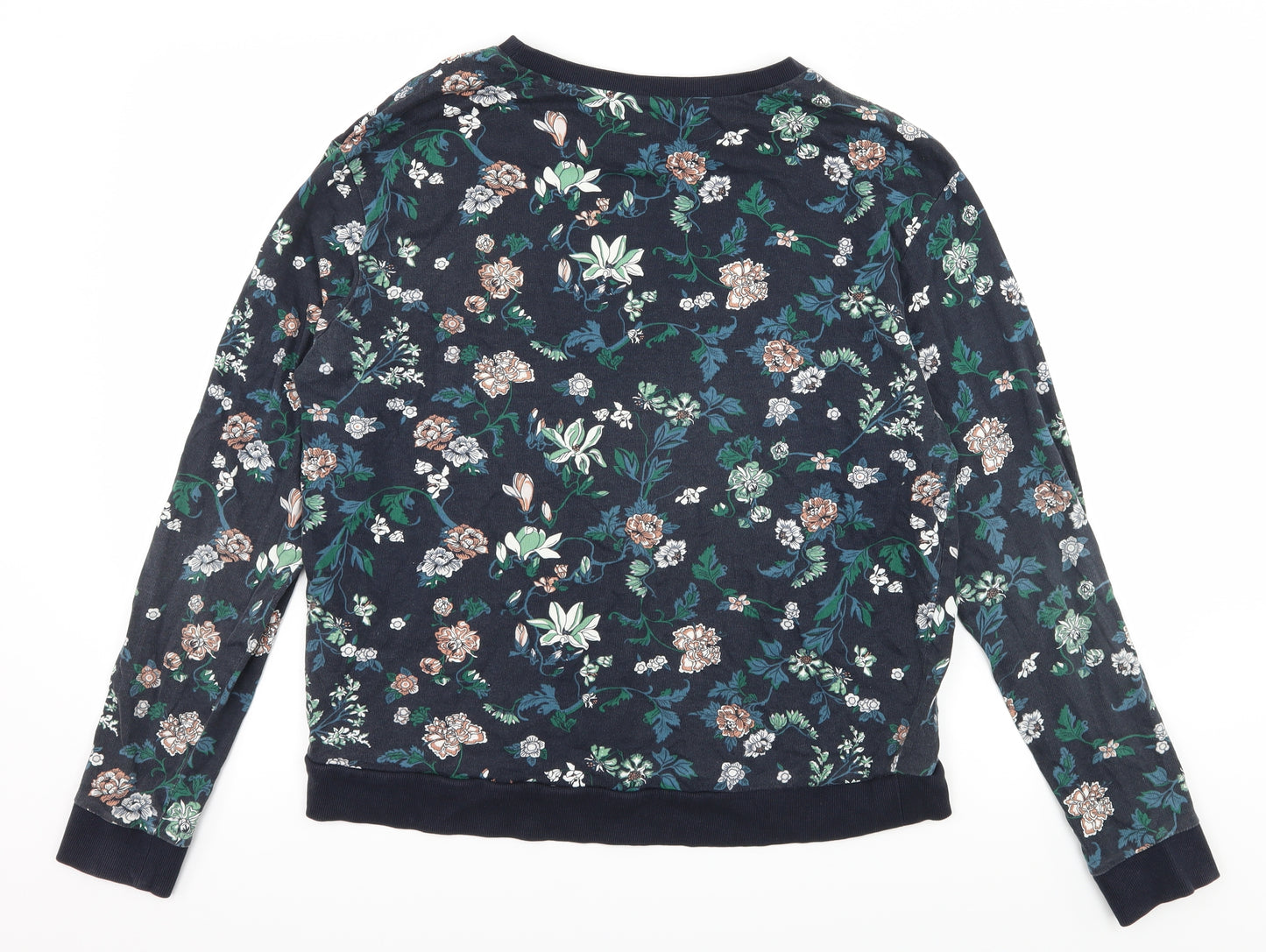 Divided by H&M Womens Blue Floral Jersey Pullover Sweatshirt Size L