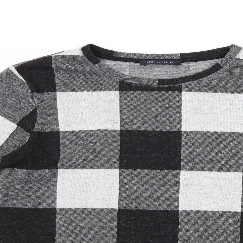 Marks and Spencer Womens Green Check Jersey Pullover Jumper Size 16