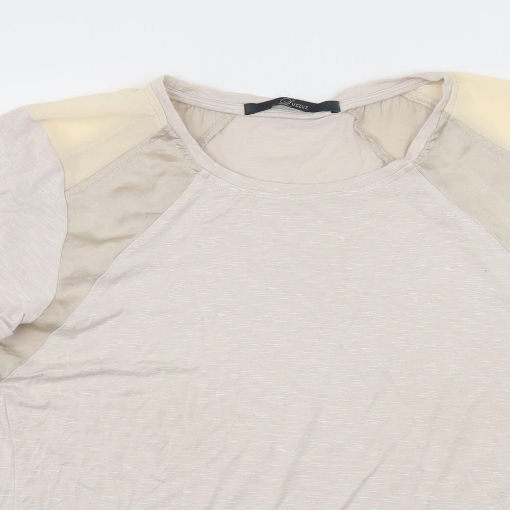 Luxzuz Womens Ivory  Jersey Basic T-Shirt Size 12