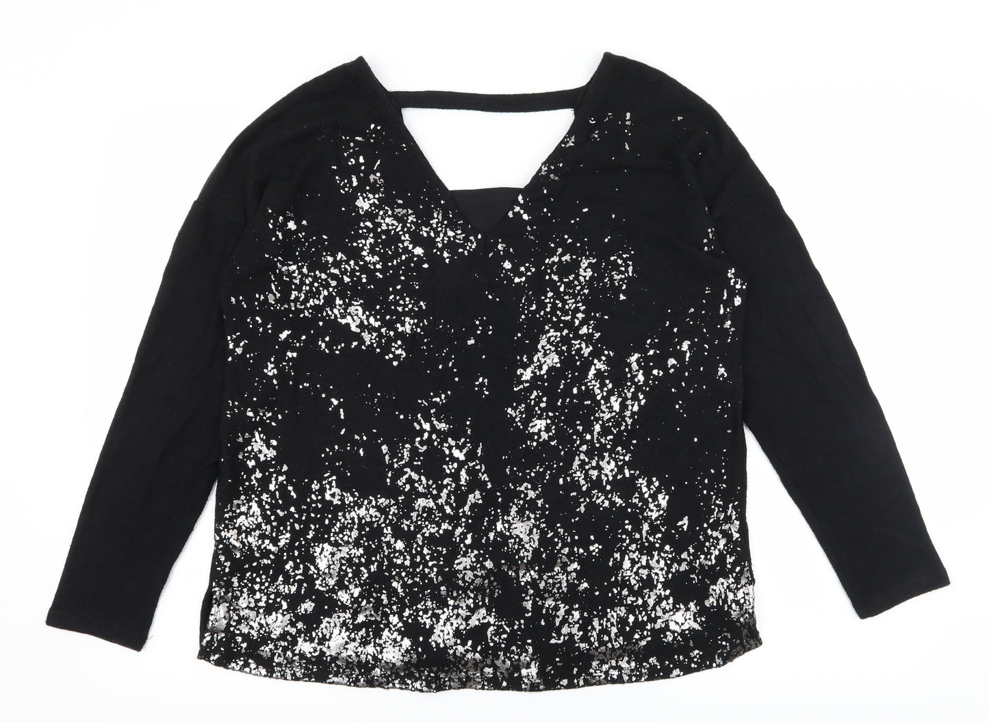 NEXT Womens Black Geometric Knit Pullover Jumper Size 14