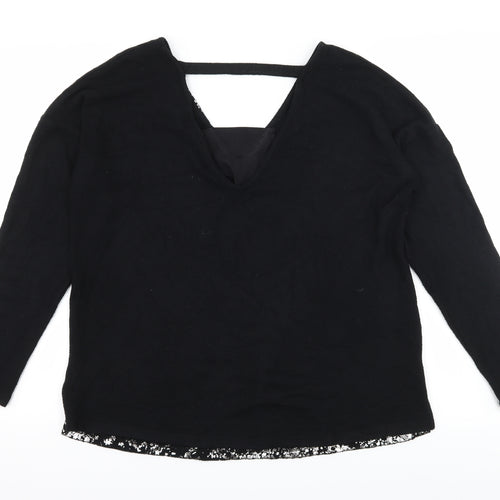 NEXT Womens Black Geometric Knit Pullover Jumper Size 14