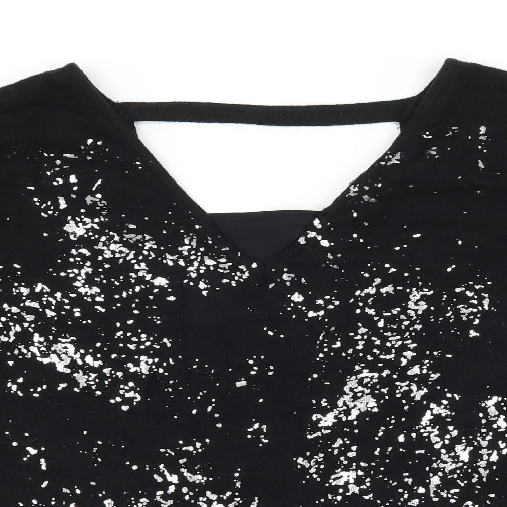 NEXT Womens Black Geometric Knit Pullover Jumper Size 14