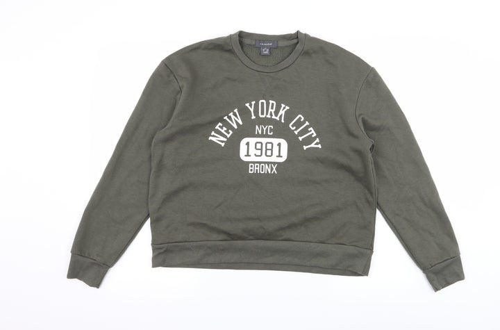 Primark Womens Green Jersey Pullover Sweatshirt Size 6 - New York