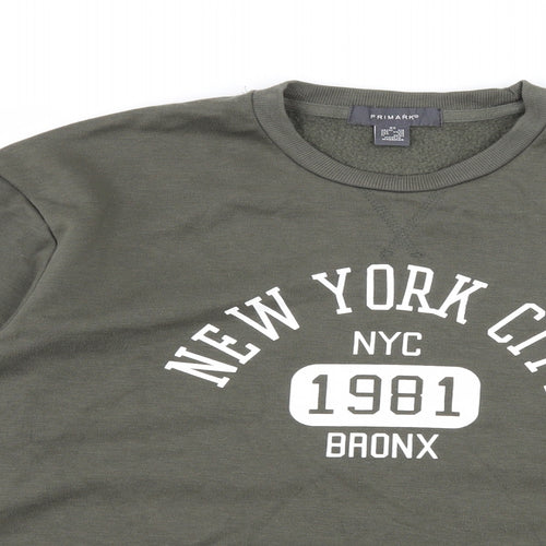 Primark Womens Green  Jersey Pullover Sweatshirt Size 6  - New York