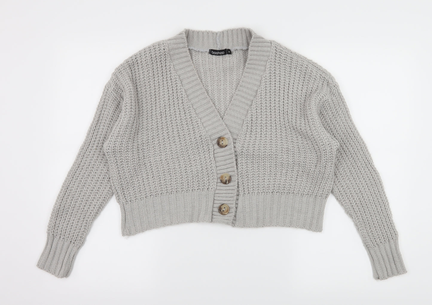 Boohoo Womens Green  Knit Cardigan Jumper Size M