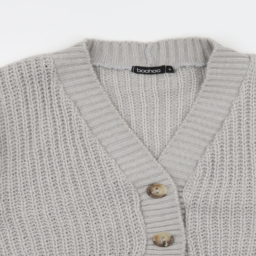 Boohoo Womens Green  Knit Cardigan Jumper Size M