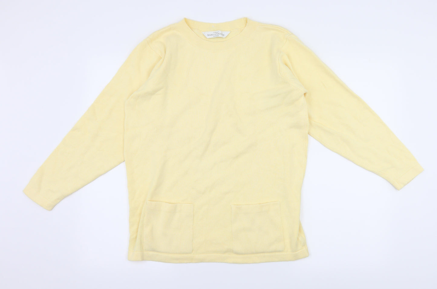 Marks and Spencer Womens Yellow  Knit Pullover Jumper Size 8