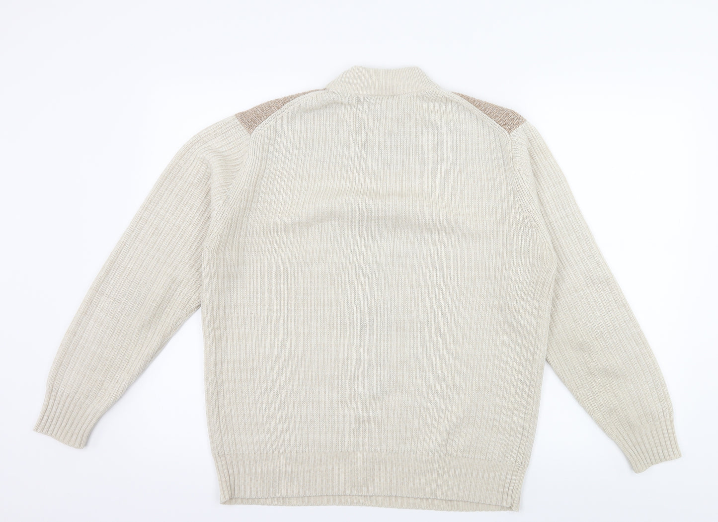 Tootal Mens Ivory Geometric Knit Pullover Jumper Size M