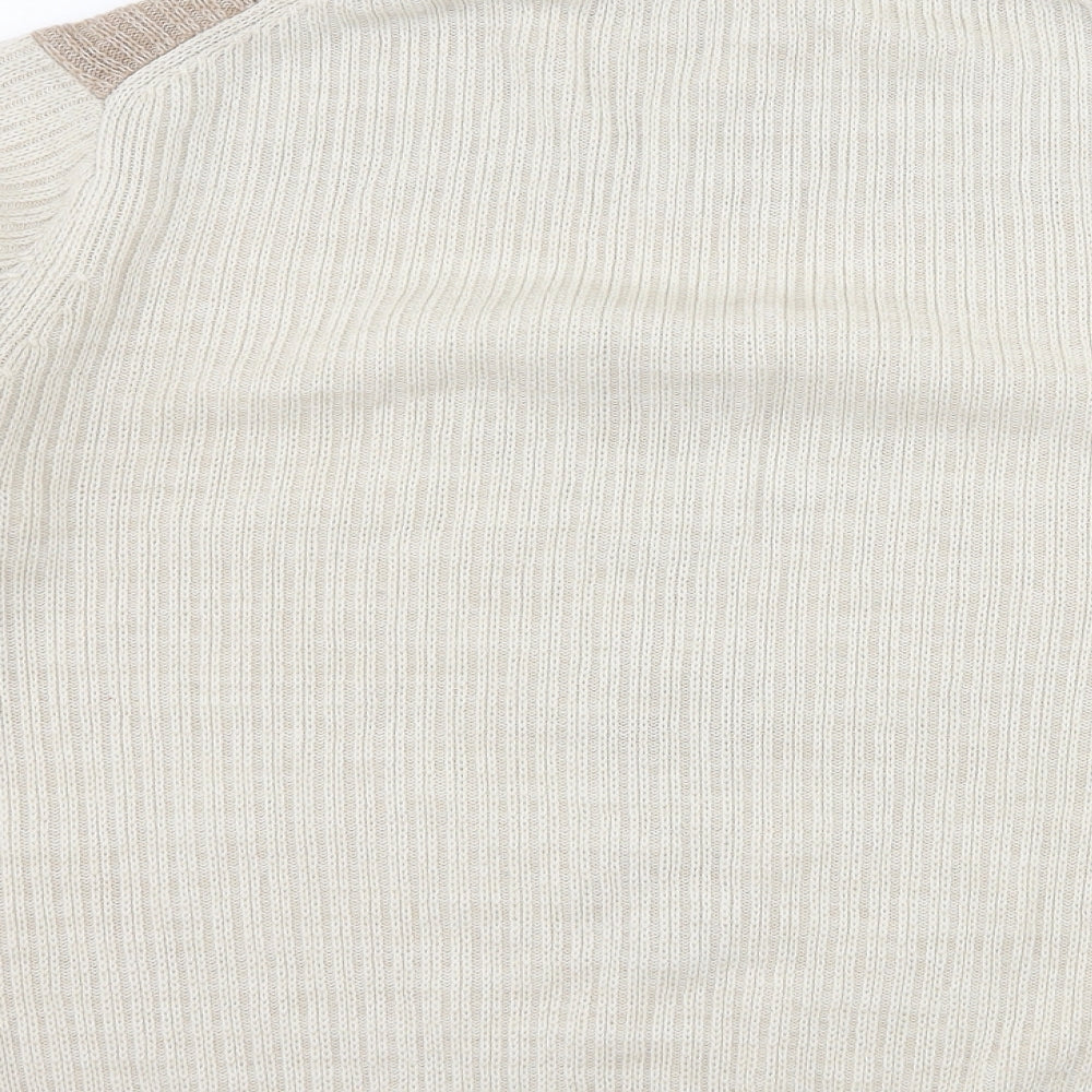 Tootal Mens Ivory Geometric Knit Pullover Jumper Size M