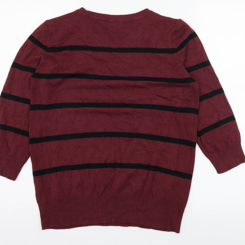 Debenhams Womens Purple Striped Knit Pullover Jumper Size 14