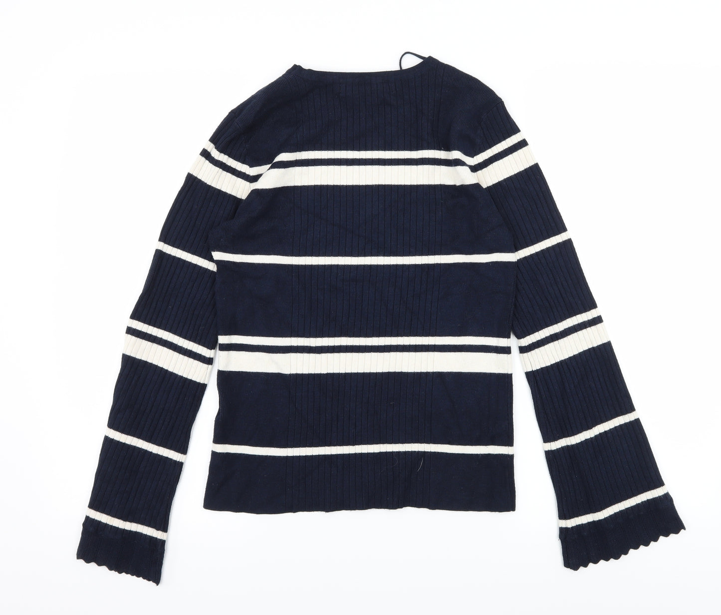 VERO MODA Womens Blue Striped Knit Pullover Jumper Size M