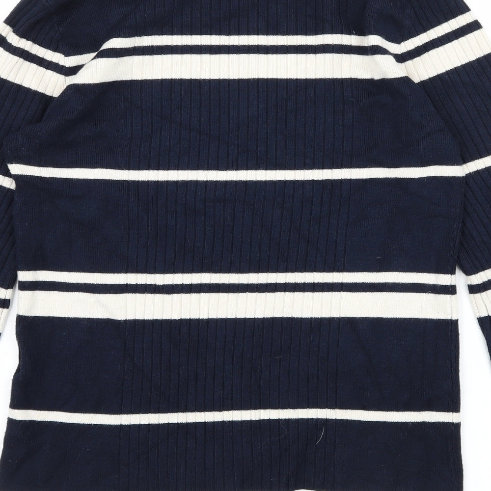 VERO MODA Womens Blue Striped Knit Pullover Jumper Size M