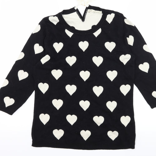 NEXT Womens Black Geometric Knit Pullover Jumper Size 10