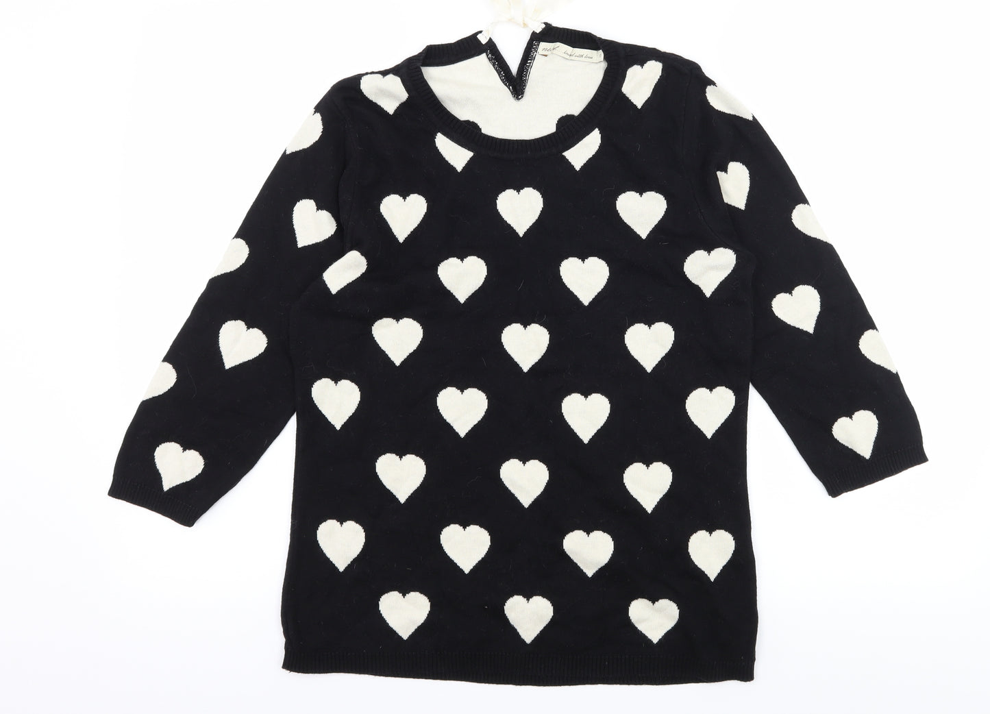 NEXT Womens Black Geometric Knit Pullover Jumper Size 10