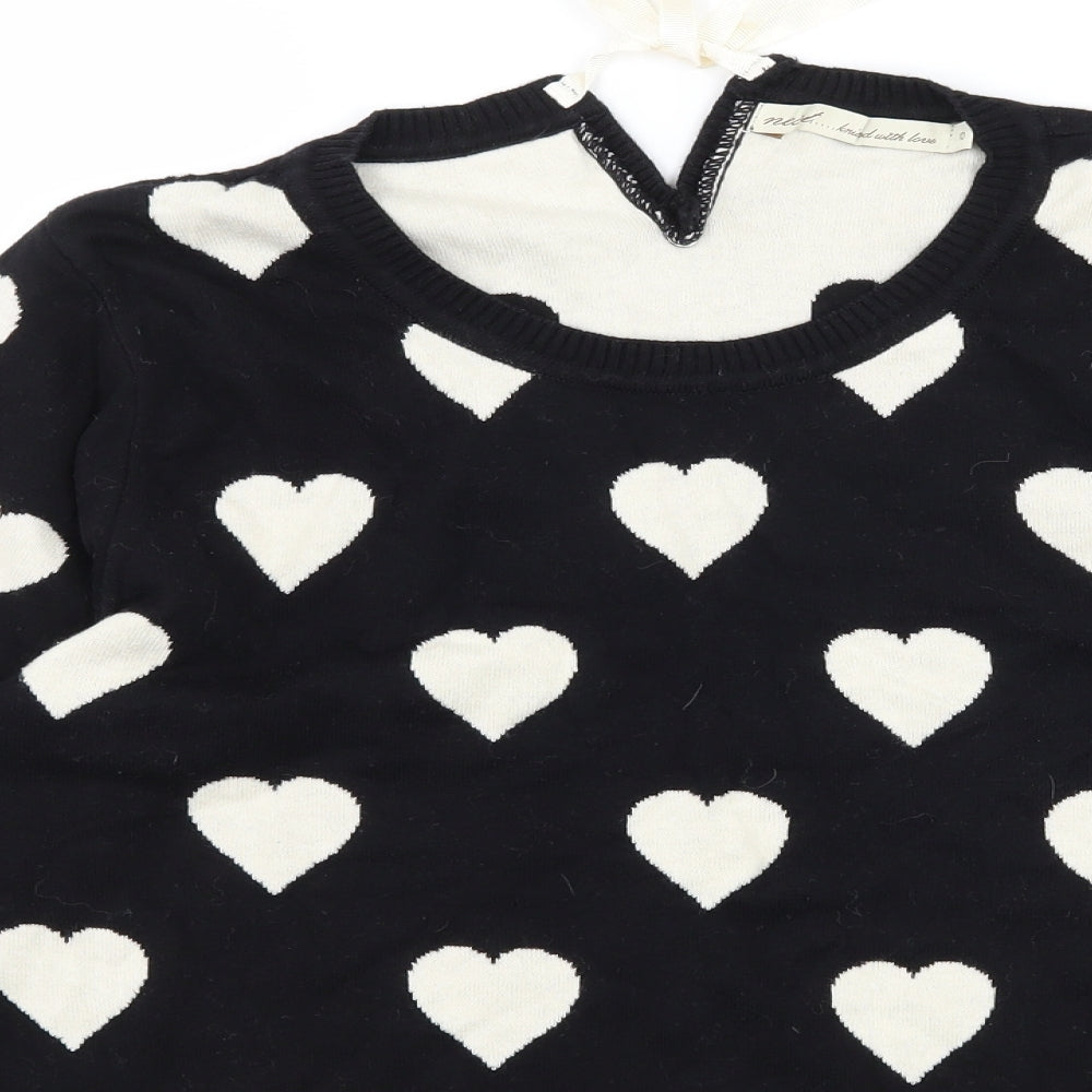 NEXT Womens Black Geometric Knit Pullover Jumper Size 10