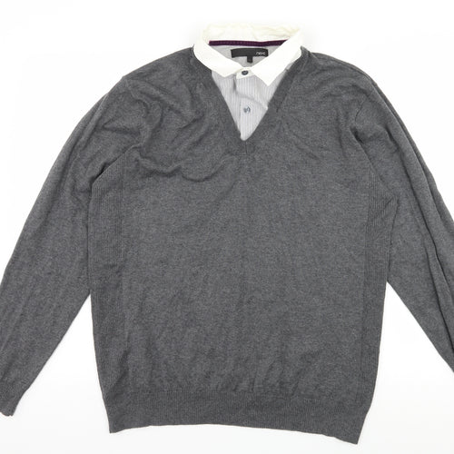 NEXT Mens Grey  Knit Pullover Jumper Size L