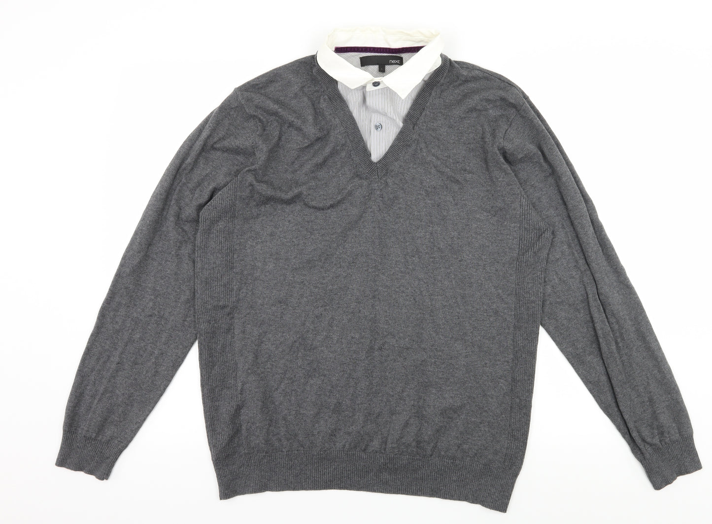NEXT Mens Grey  Knit Pullover Jumper Size L