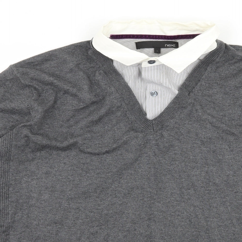 NEXT Mens Grey  Knit Pullover Jumper Size L