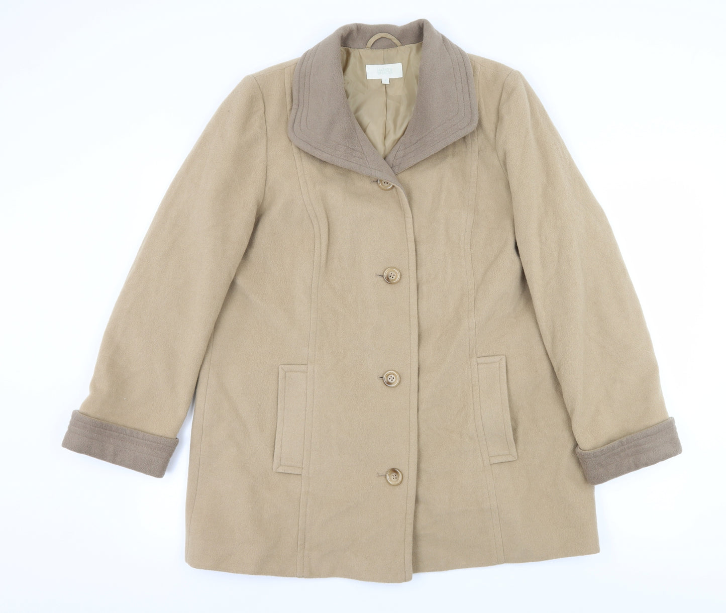 Marks and Spencer Womens Beige   Overcoat Coat Size 16